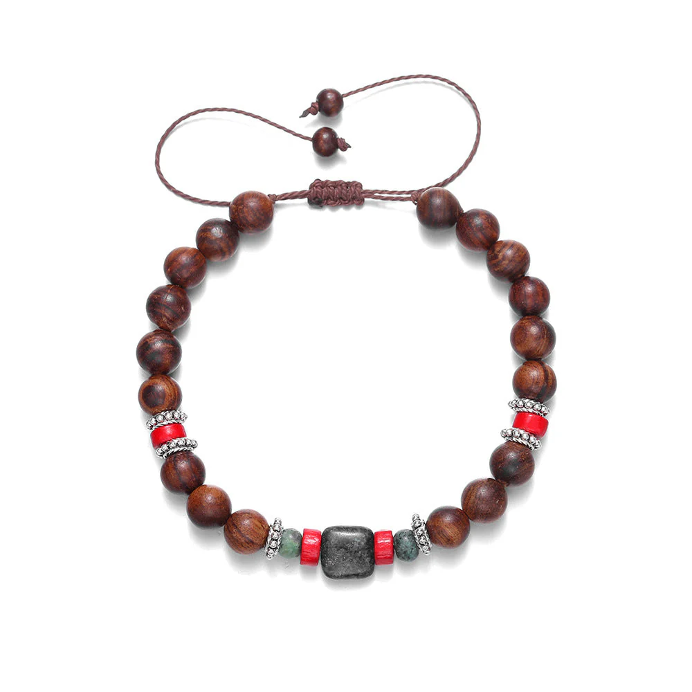 Men's Minimalist Turquoise Wooden Beads Trendy Funky Premium Bracelet Accessories - 画像 (11)