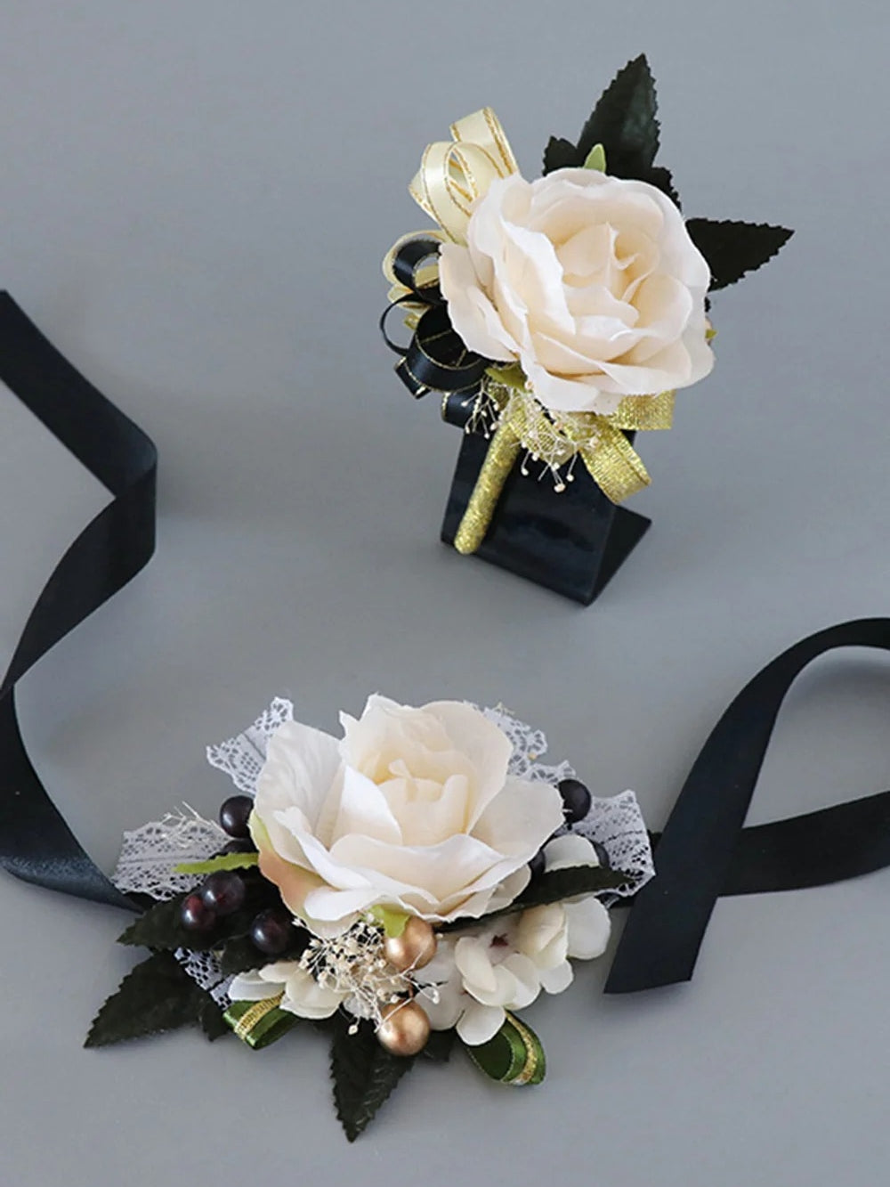 Luxury Wrist Corsage and Men's Boutonniere Set