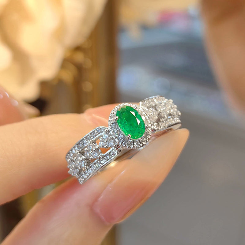 Vintage Minimalist Exquisite Rhinestone Emerald Gemstone Ring - 이미지 2