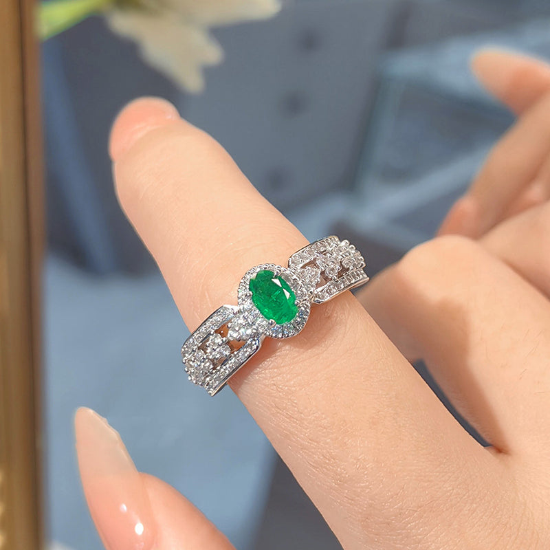 Vintage Minimalist Exquisite Rhinestone Emerald Gemstone Ring - 이미지 3