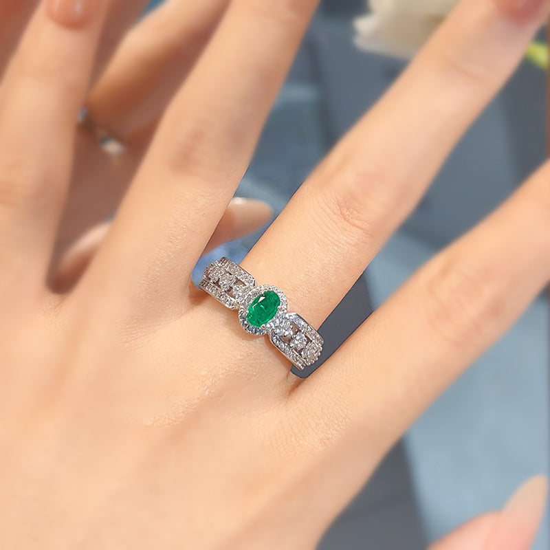 Vintage Minimalist Exquisite Rhinestone Emerald Gemstone Ring - 이미지 5