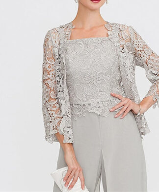 Women's Wedding Guest 3/4 Length Sleeves Floral Lace Bolero Coats / Jackets