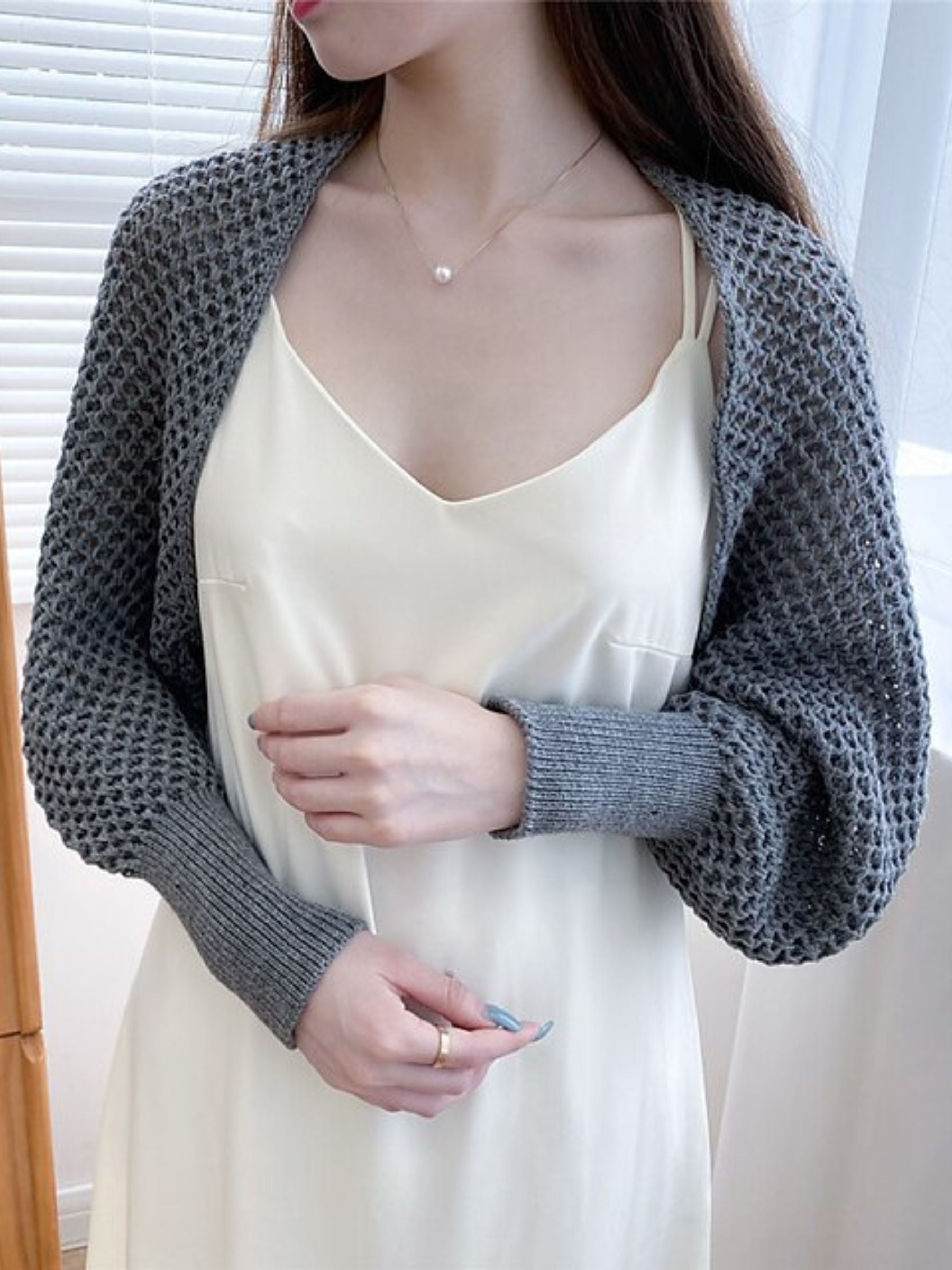 Women's Wrap Bolero Casual Long Sleeves Knitwear with Pure Color - Image 6