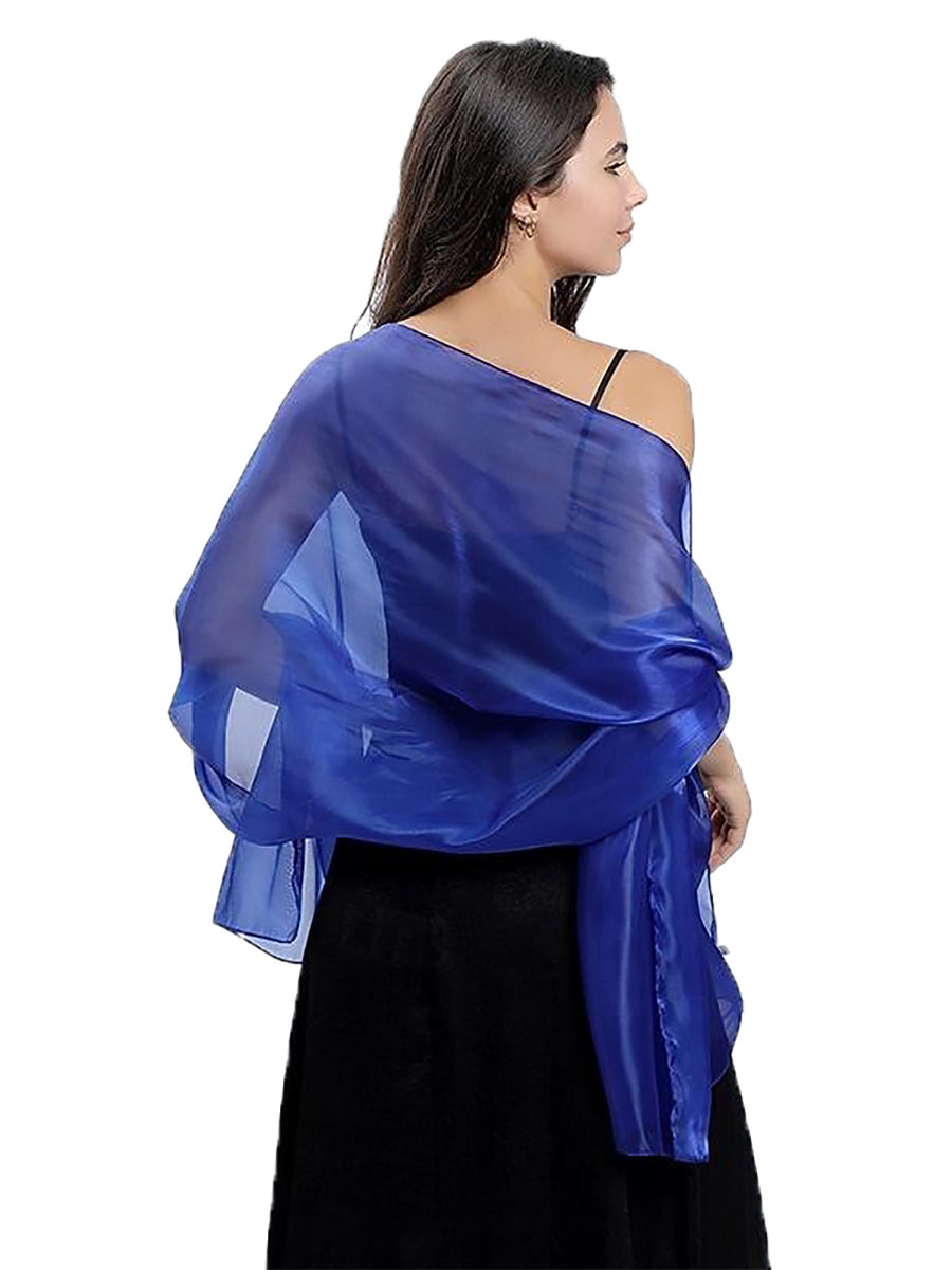 Women's Sheer Pure Color Silk Soft Wedding Formal Shawl - Image 9