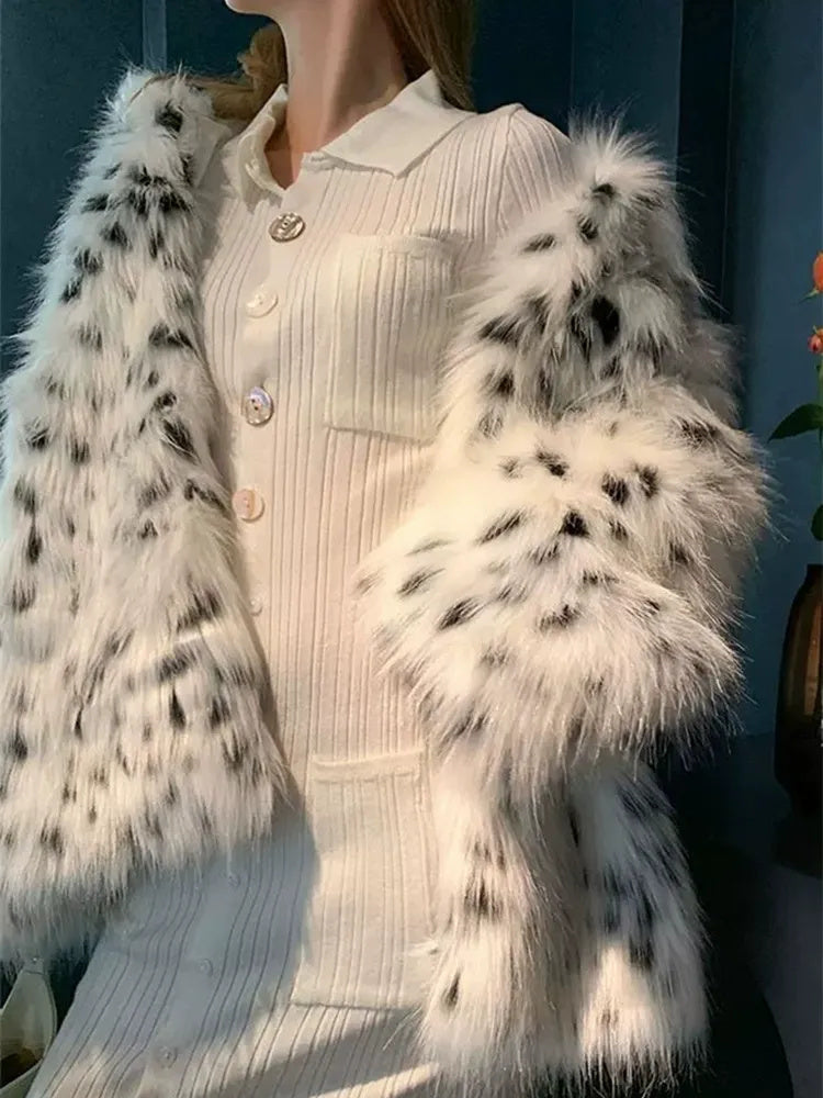 Women's Wrap Long Sleeves Fashionable Leopard Print Coats/Jackets - 画像 (3)