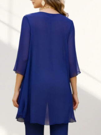 Chiffon 3/4 Sleeves Jacket Wraps with Pure Color