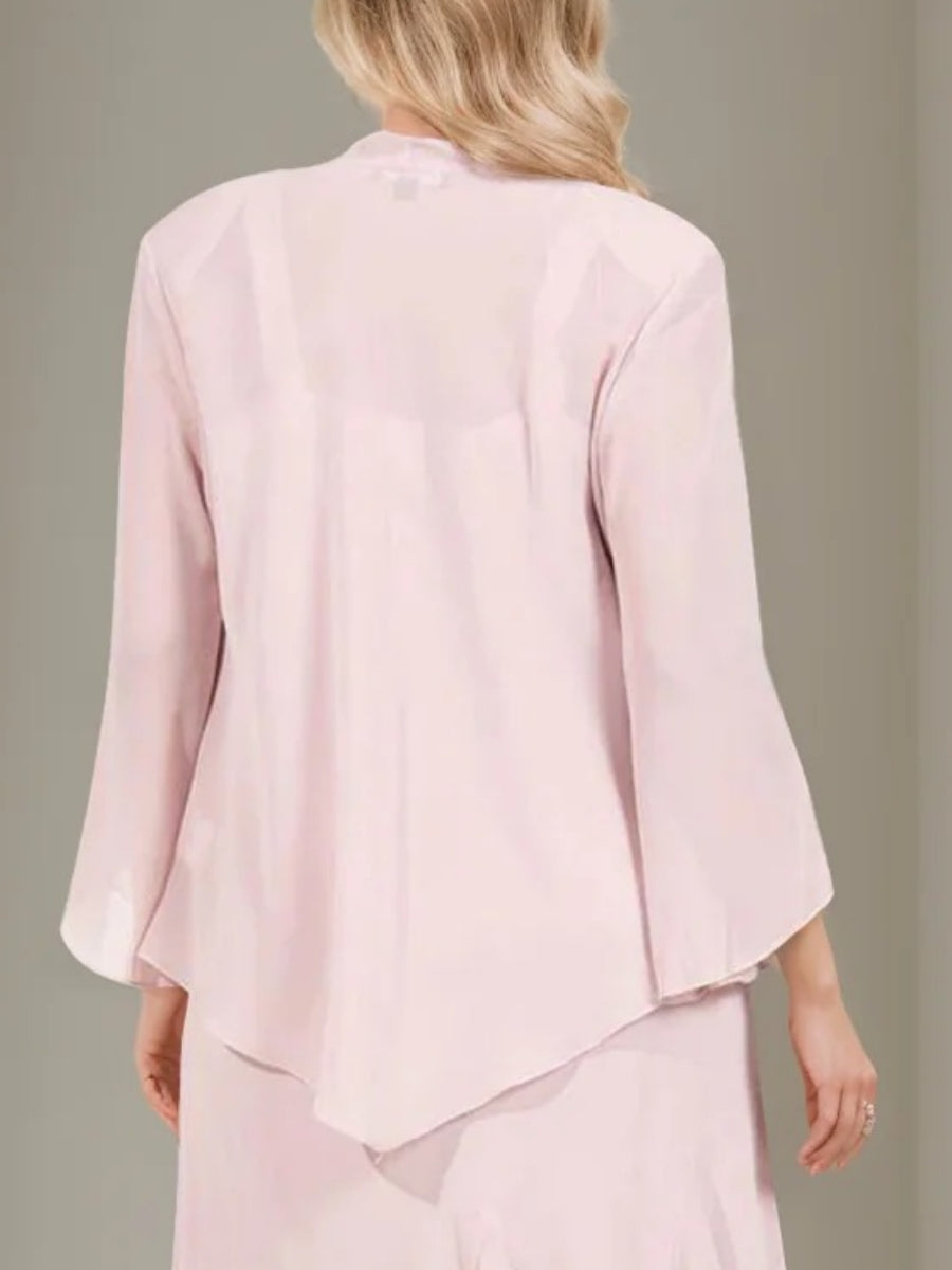 Chiffon Long Sleeves Jacket Sequins Asymmetrical Wraps - 이미지 2