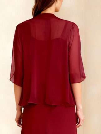 Chiffon Half Sleeves Pure Color Jacket Wraps