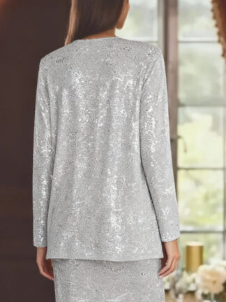 Chiffon Long Sleeves Jacket with Sequins Wraps