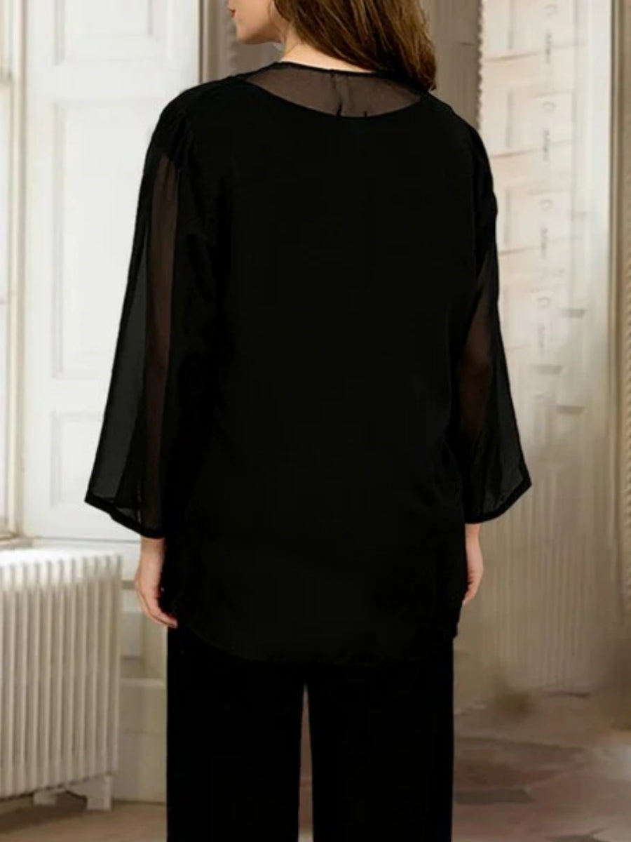 Chiffon Long Sleeves Jacket Wraps Ruffles Pure Color - 이미지 4