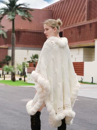 Women's Autumn/Winter Hollow Knit Cape Shawl/Wrap