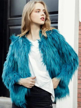 Women’s Faux Fur Long Sleeves Winter Warm Short Jackets