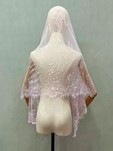 Vintage Lace Wedding Veil Shawl/Mantilla Muslim Veil with Floral - 画像 (6)