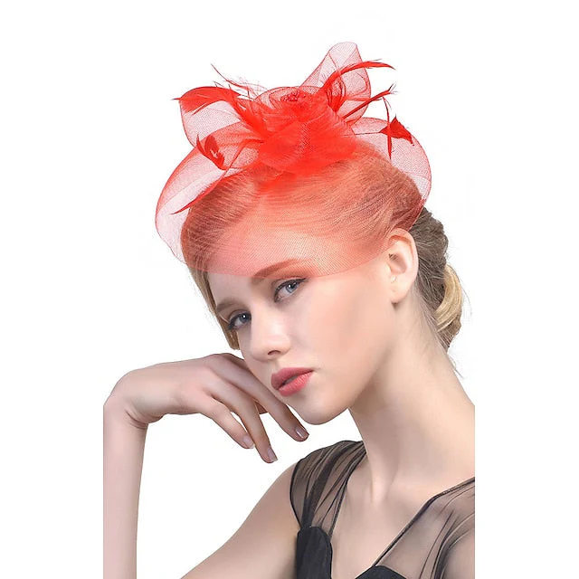 Fascinators Tulle Wedding Horse Race With Feather Headpiece - Image 5