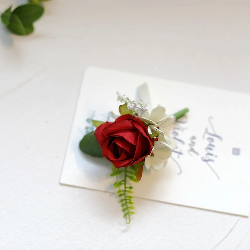 Wedding wrist flowers Boutonnieres Artificial Flower Modern Contemporary - 画像 (2)