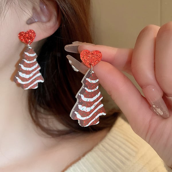 Women's Christmas Tree Plastic Earrings - Image 3