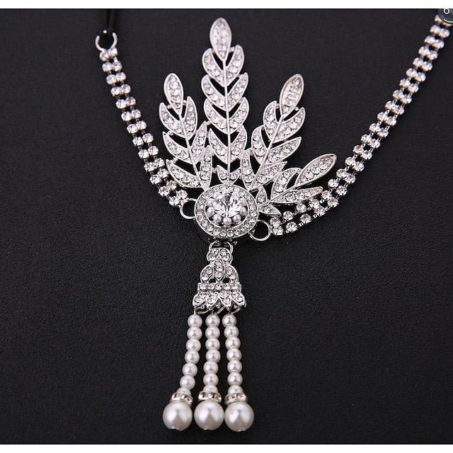 Leaf Bridal Tiara Pearl Headpiece Headband Gold - Image 4