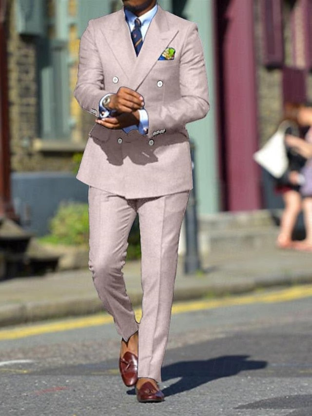 Men's Standard Fit Double Breasted Six-buttons 2 Pieces Wedding Suits - 画像 (12)