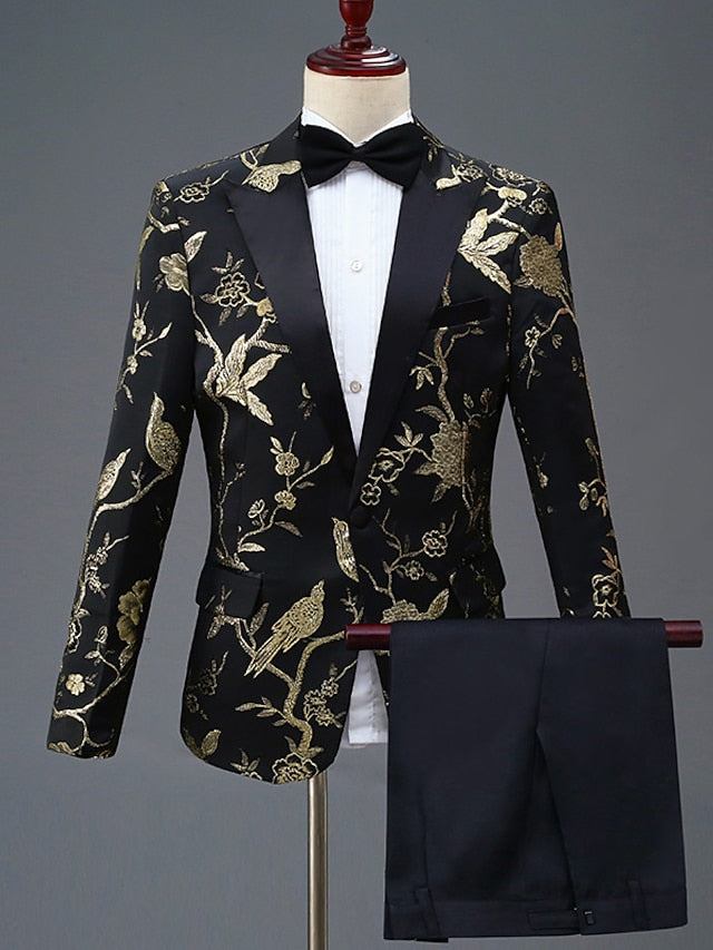 Men's Tailored Fit Single Breasted One-button 2 Pieces Homecoming Party Suits - Image 2