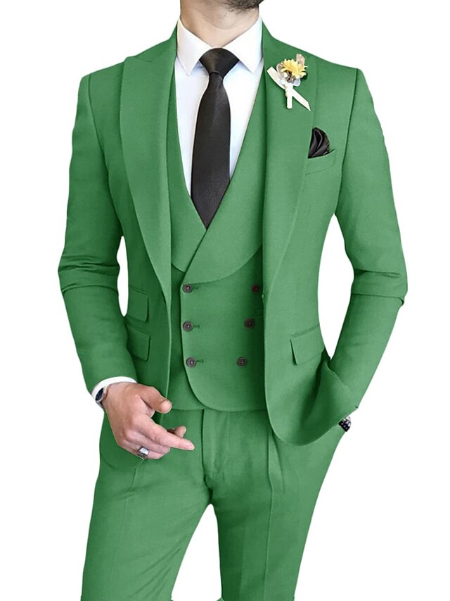 Men's Tailored Fit Single Breasted One-button 3 Pieces Wedding Suits - 이미지 13