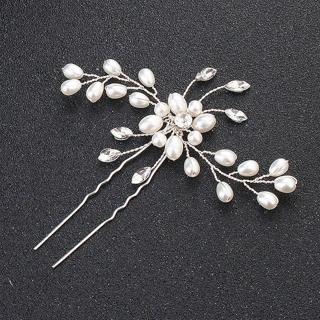 Bride Hairpin Jewelry Pearl Crystal Beaded Hairpin - Image 2