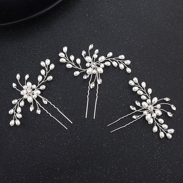 Bride Hairpin Jewelry Pearl Crystal Beaded Hairpin - Image 4