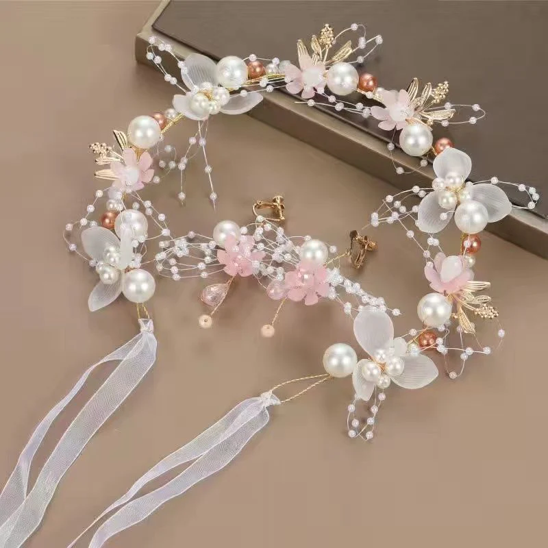 Forest Style Children's Headdress Princess Garland Pearl Butterfly Headband - Image 3