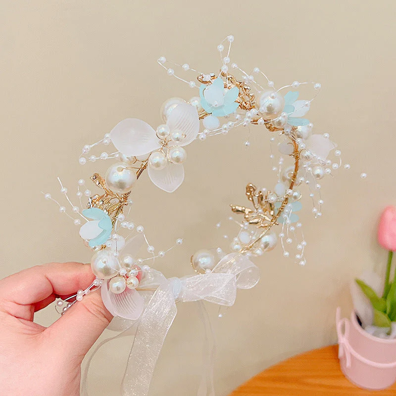 Forest Style Children's Headdress Princess Garland Pearl Butterfly Headband - Image 9