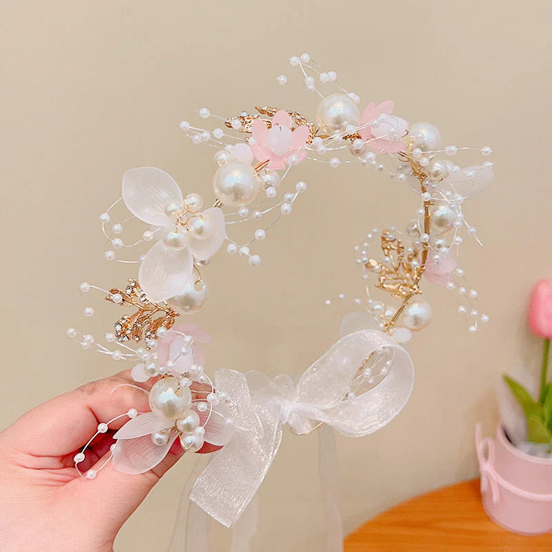Forest Style Children's Headdress Princess Garland Pearl Butterfly Headband - Image 10