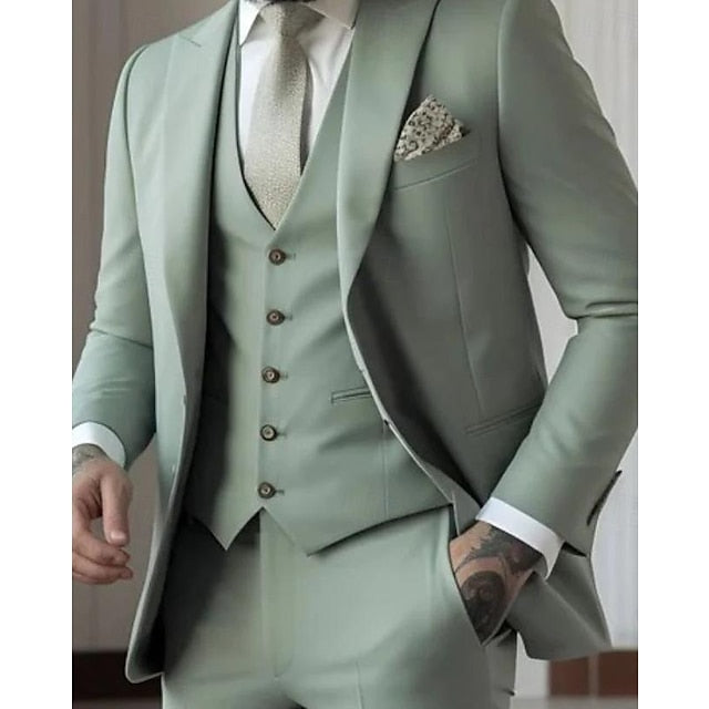 Men's Tailored Fit Single Breasted One-button 3 Pieces Wedding Suits - Image 2