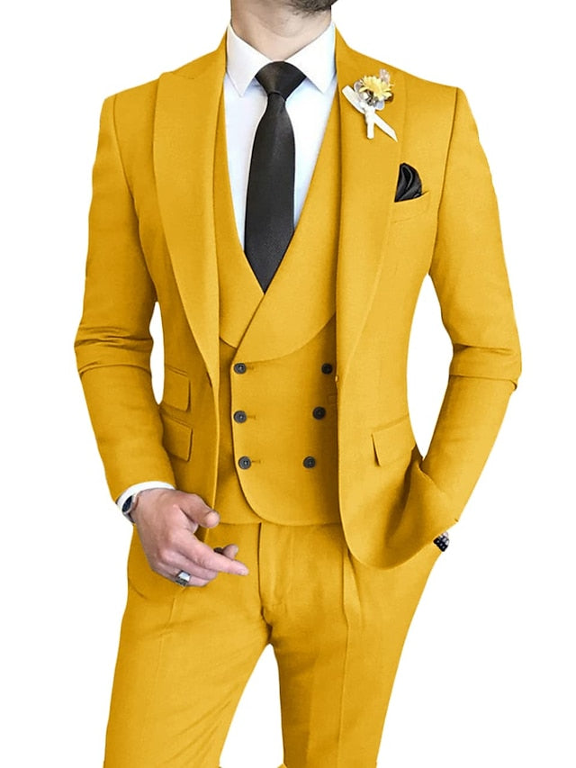 Men's Tailored Fit Single Breasted One-button 3 Pieces Wedding Suits - 이미지 3